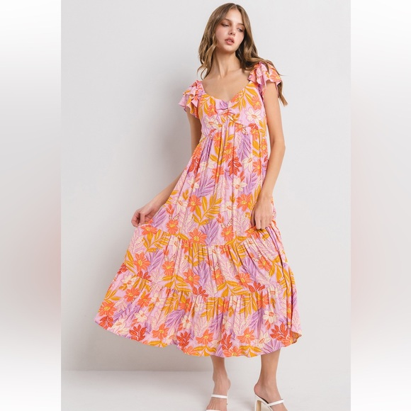 29 Beautiful Tiered Floral Print Midi Dress - Picture 3 of 7